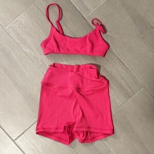 Pink Sports Bra and Shorts Set